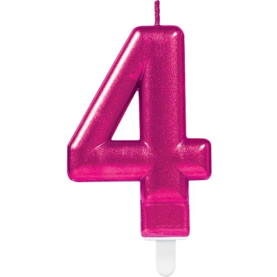 Afbeelding van Amscan Verjaardagskaars 4 Roze 9,3 Cm
