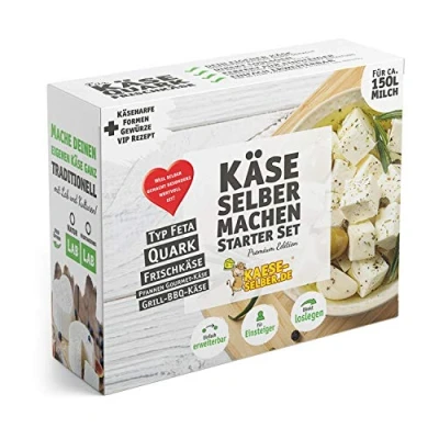 Afbeelding van Kaas zelf maken Starter Set Premium Edition incl. receptenmagazijn en video instructies (voor kaas, kwark verse kaas)