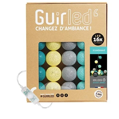 Afbeelding van GuirLED Lichtsnoer met ballen van katoen, USB Nachtlampje voor baby&#039;s 2 uur Inclusief 2A dubbele voedingsadapter 3 intensiteiten 16 1,6 m Scandinavisch