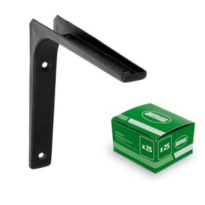 Afbeelding van AMIG Plankdrager/planksteun van metaal gelakt zwart H150 x B125 mm Plankdragers