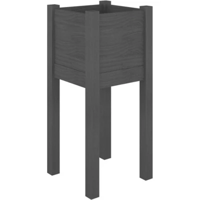 Afbeelding van Plantenbak 31x31x70 cm massief grenenhout grijs