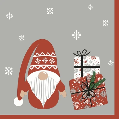 Afbeelding van Duni kerst thema servetten 40x st 33 x cm gnoom/kerstman Feestservetten
