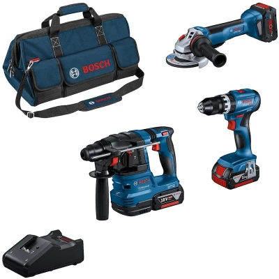 Afbeelding van Bosch Blauw Accu Toolkit 3 18V (2x GBA 5,0 Ah, 1x ProCORE18V 5,5, lader GAL 40, GSB 45, GWS 10, GBH 22) 0615A5004C