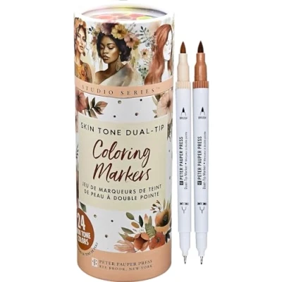 Afbeelding van Peter Pauper Press Studio Series Dual Tip Skin Tone Markers (24 kleuren)