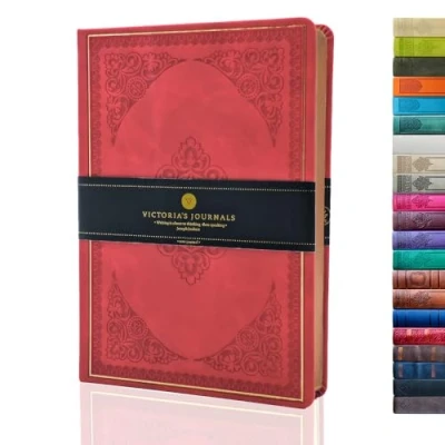 Afbeelding van VICTORIA&#039;S JOURNALS Kunstleer vintage dagboek notitieboek harde kaft gevoerd oud uitziend reisdagboek rood, 5,7 x 8,1 &quot;¡