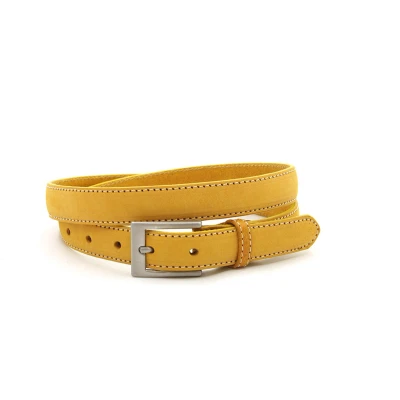 Afbeelding van JV Belts Gele nubuck dames riem cm breed Echt Taille: 100cm Totale lengte riem: 115cm
