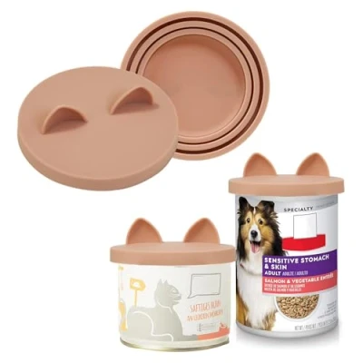 Afbeelding van OHMO Blikdeksel kattenvoer, universele siliconen deksel voor blikjes diervoer (70 g, 85 200 400 g enz.), BPA vrij, roze, set van 2