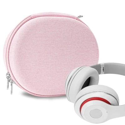 Afbeelding van Geekria UltraShell Hoofdtelefoonhoesje voor Beats Solo Pro, Studio 3 Draadloos, 2, Monster Diamond Tranen Hoofdtelefoon, Vervangende Beschermende Harde Schelp Reistas met Ruimte Onderdelen (roze)