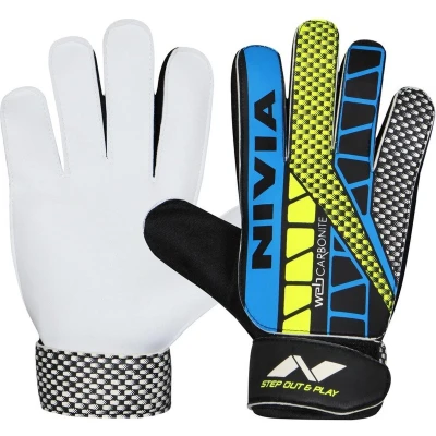 Afbeelding van Nivia Web Carbonite Football Goalkeeper Gloves for Unisex (Multicolor, Size: Large) Material: Rubber Comfortable Fit ‎Extra Grip Adjustable Wrist Support Cushioned Plam