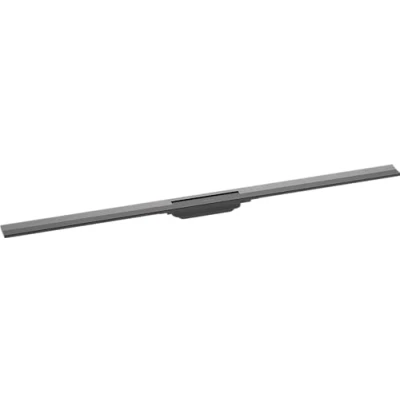 Afbeelding van hansgrohe RainDrain Flex 1200, 56047340, in te korten, geborsteld zwart, chroom, kant en klare set douchegoot