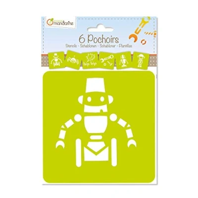 Afbeelding van Avenue Mandarine 42841O Set (met 6 sjablonen, 15 x cm, geschikt voor kinderen vanaf 3 jaar, vilt en kleurpotloden, kleuren of kleurbommen, robots), stuks