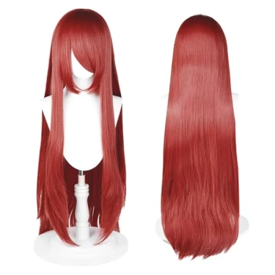 Afbeelding van 100 cm lange pruik, universele anime kostuum cosplay perfect voor feest, dagelijks gebruik, festivals en Halloween, geweldig tv, film, karakter (Donkerrood)
