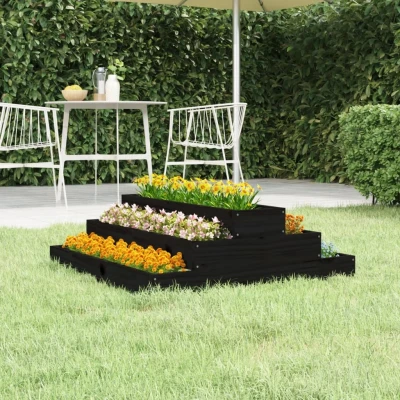 Afbeelding van Plantenbak 80x80x27 cm massief grenenhout zwart
