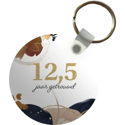 Afbeelding van Sleutelhanger Quotes 12,5 jaar getrouwd Spreuken Trouwen Plastic Rond Uitdeelcadeautjes