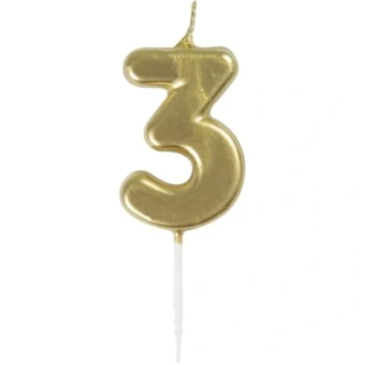 Afbeelding van Haza Original Cijferkaars &#039;3&#039; Goud 6 Cm