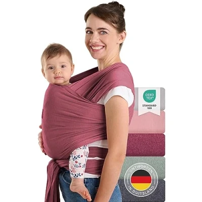 Afbeelding van Laleni Draagdoek voor Pasgeborenen tot 15 kg in Katoen Omslagdoek OEKO TEX gecertificeerd Newborn Babydraagzak 5,10m lang Fysiologische Kinderdraagzak Rood
