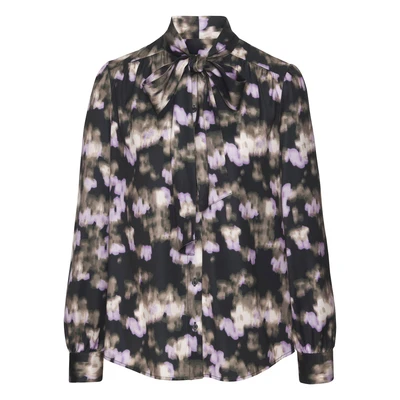 Afbeelding van Lascana Schluppen Overhemdblouse, Dames, Maat: 36, Schwarz flieder bedruckt