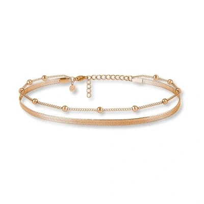 Afbeelding van Enkelbandje roségoud voor dames I Meerrijige enkelband Verstelbaar Slangenketting voetsieraden in Waterdicht