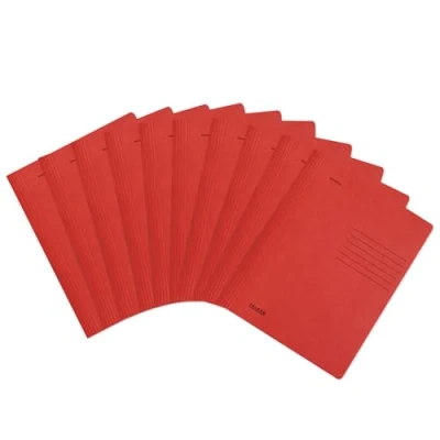 Afbeelding van Origineel Falken 10 stuks intensief gekleurde losbladige map. Made in Germany. Gebruiksklare gevouwen nietmachines van gerecycled karton, DIN A4 commercieel en overheidsnieten rood