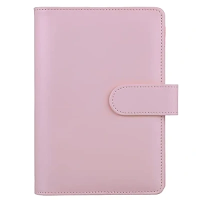 Afbeelding van HAUTOCO PU Lederen A6 Budget Binder Cover, Hervulbare 6 Ring Notebook Folder Persoonlijke Planner voor Geld Organisator, Losse Blad Saving Portemonnee Cash Vulling Binder, Roze