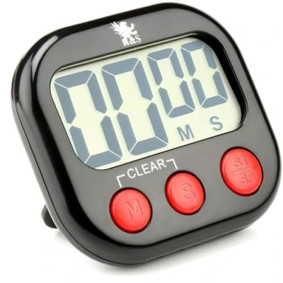 Afbeelding van H&amp;S Keuken Timer Digitale Koken Magnetische Countdown Klok Groot LCD scherm Luid Alarm Zwart