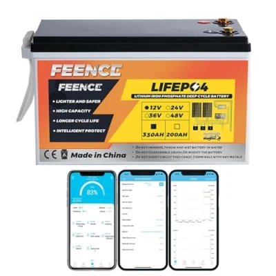 Afbeelding van FEENCE MINI LifePO4 12 V 330 Ah lithium batterij, 200 A BMS autoaccu, Bluetooth tot 15000 cycli, max. 4224 Wh energie met lage temperatuur cut off, perfect voor RV, zonne