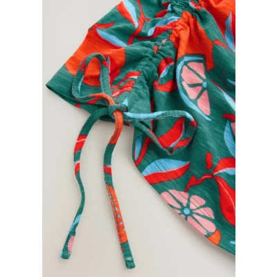 Afbeelding van Next Ruched TIE Detail Top, Dames, Maat: Large, Green lemon print
