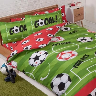 Afbeelding van Rapport Voetbal rood dubbel dekbedovertrek en kussensloop set
