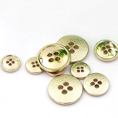 Afbeelding van Gouden metalen pak knopen met 4 gaats rond naaien op platte knoppen, van 10