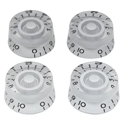 Afbeelding van Musiclily Metrisch Kunststof Gitaar LP Speed Knobs Volume Tone Controle Potmeter Knoppen voor Les Paul Stijl Elektrische Gitaar, Chroom met Zwart Nummer(4 Stuks)