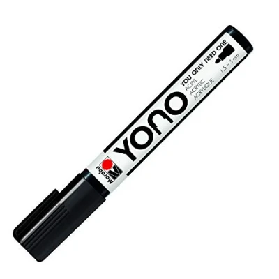 Afbeelding van Marabu 12400103073 YONO marker, zwart 073, veelzijdige acrylstift met Japanse ronde punt, waterbasis, lichtecht en waterbestendig, voor bijna alle ondergronden, 1,5 3 mm