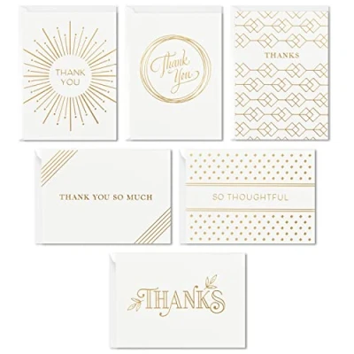 Afbeelding van Hallmark Bedankkaarten assortiment, goudfolie (120 bedankbriefjes met enveloppen voor bruiloft, bruidsdouche, babyshower, bedrijf, afstuderen)