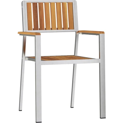 Afbeelding van vidaXL Tuinstoelen Set Zilver, Bruin Acaciahout, Staal Standaard