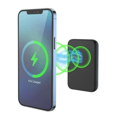 Afbeelding van XtremeMac Premium Magnetische Draadloze Powerbank in zakformaat voor iPhone 12/13/14 MagSafe Compatibel 10.000 mAh Laadstation met USB C en A Zwart