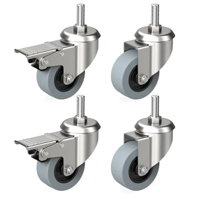 Afbeelding van RAVN HAMAN Set van 4 Meubelwielen 50 mm met draadstift 10 x 25 Zware wielen rem tot 30 kg per wiel Zwenkwielen voor binnen en buiten vele vloertypes