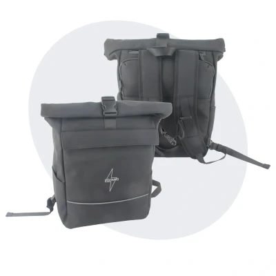 Afbeelding van Voltano Luxe Rolltop Fietstas / Rugtas 28L Zwart Enkele Pakaftas 100% Waterdicht