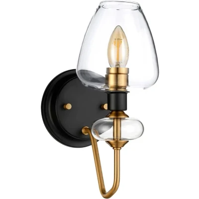 Afbeelding van Elstead Lighting LED Wandlamp Armand 1X E14 Max 40W Aged Brass Plated &amp; Charcoal Black Paint