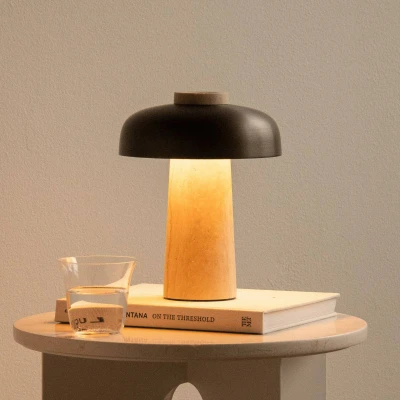 Afbeelding van Audo Copenhagen Reverse draagbare tafellamp 24,5 cm Travertine bronzed aluminium