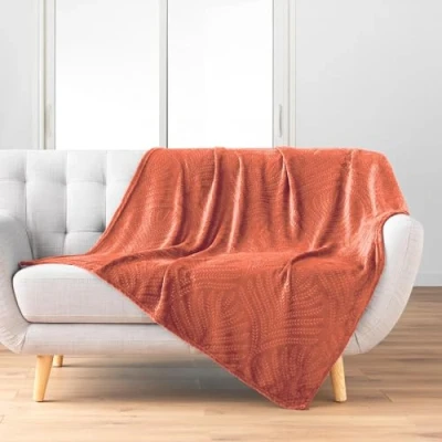 Afbeelding van douceur d&#039;intérieur, Plaid (125 x 150 cm) Nelia terracotta, flanel, reliëf, effen