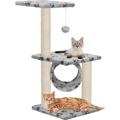 Afbeelding van vidaXL Kattenkrabpaal met sisal krabpalen 65 cm pootafdrukken grijs