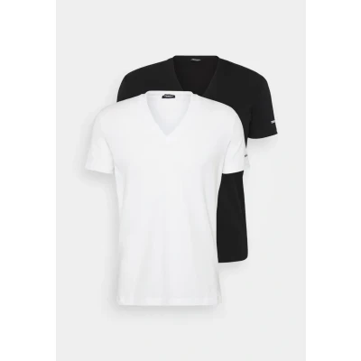 Afbeelding van Dsquared2 NEW Basic V NECK 2 PACK Hemd, Heren, Maat: Large, Black/white