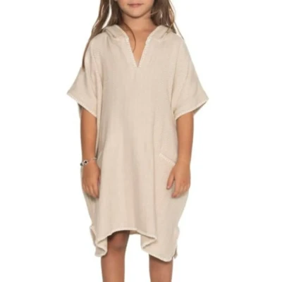 Afbeelding van Strandponcho ZigZag Beige van Lalay maat 2 3 jaar t/m 10 11