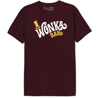 Afbeelding van cotton division Willy Wonka &quot;Wonka Bar&quot; MEWONKATS004 T shirt voor heren, bordeauxrood, maat L, Bourgondië, L