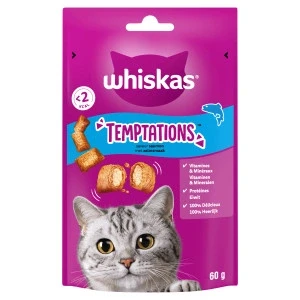 Afbeelding van Whiskas Temptations met zalm kattensnacks Per 10