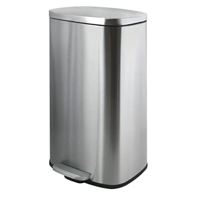 Afbeelding van Spirella SP2713 afvalemmer 50 liter softclose en pedaal zilver, kunststof, chroom
