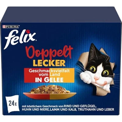 Afbeelding van FELIX Zo goed als het eruit ziet, dubbel lekker, kattenvoer nat in gelei, variëteitenmix, verpakking van 4 (4 x 24 zakjes à 85 g)