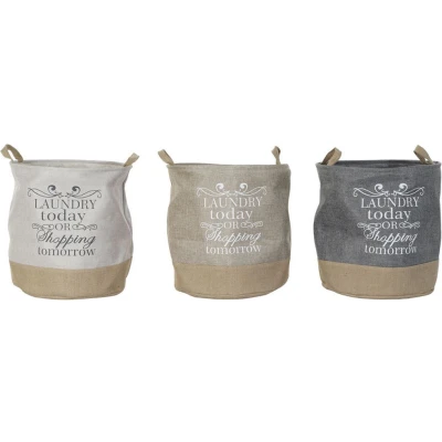 Afbeelding van Mand DKD Home Decor 8424001855735 39 x 41 cm Grijs Beige Polyester Lichtbruin (3 Onderdelen)