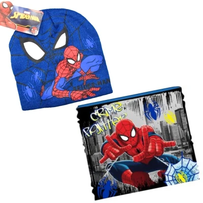 Afbeelding van Marvel Spiderman Set Muts + Nekwarmer Blauw Maat 52 cm hoofdomtrek (± 2 4 jaar)