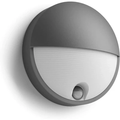 Afbeelding van Philips Capricorn Wandlamp met Bewegingssensor Warmwit Licht 6 W Spatwaterdicht Buitenlamp Muurlamp Antraciet