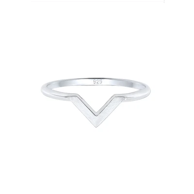 Afbeelding van Elli GEO Vform Basic MATT Minimal Trend Ring, Dames, Maat: 54, Silber
